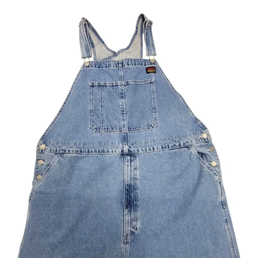 Levi's Blue Denim Bib Overalls Mens 3XL Carpenter Workwear Loose Fit Jeans